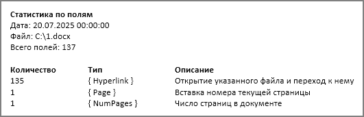 Макрос: Поле - Статистика